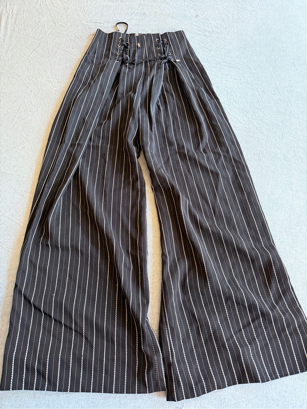 Entry Black & White Pinstripe High-Waist Wide Leg Pants